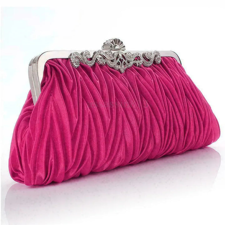 Radiance Crystal Clutch – Chic Prom Purse with Ruffle Detail and Chain Strap