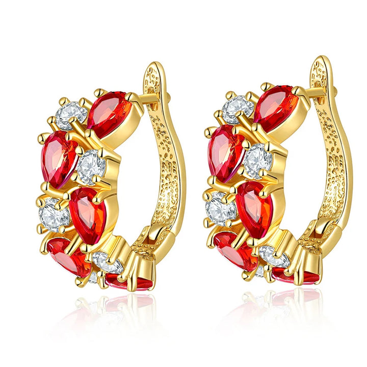 GoldenSpark™ – Clear CZ Zircon Round Stud Earrings for Women
