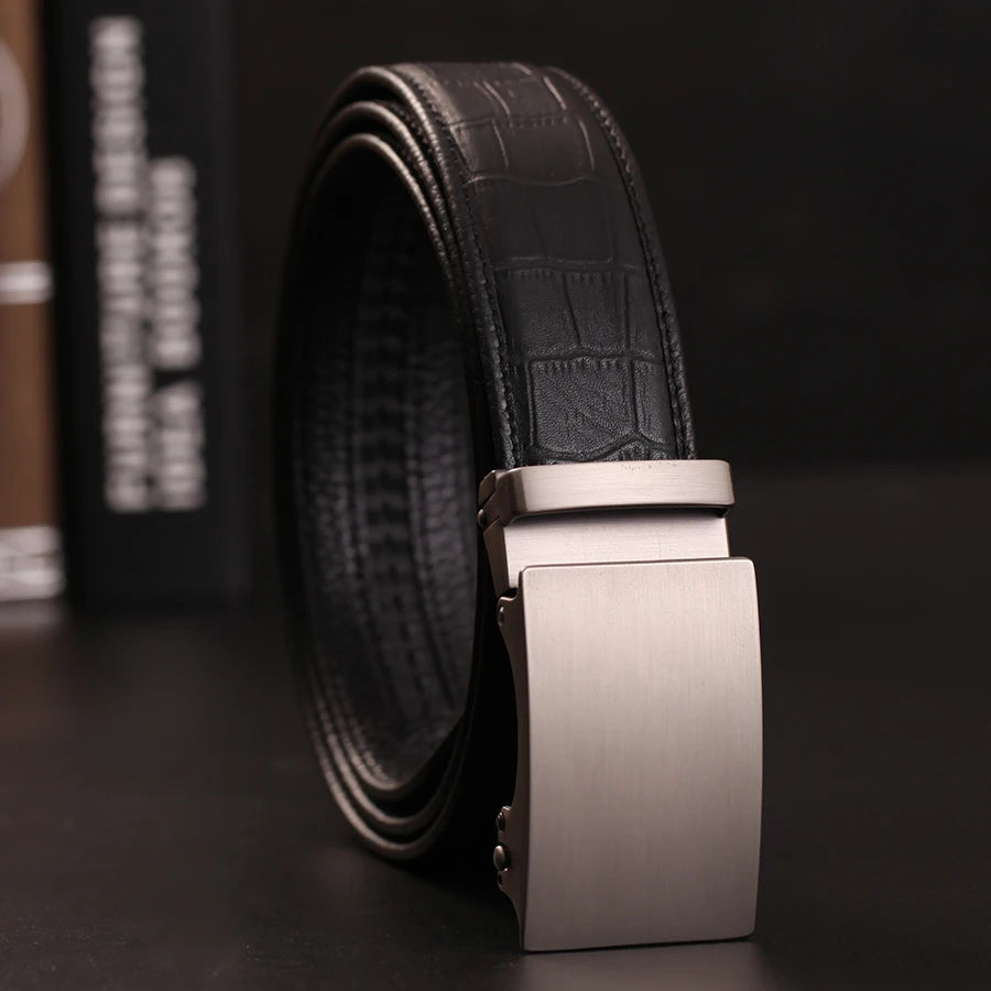 Belts For Men Strap Quality Genuine Leather Belt Men Automatic Buckle Black Belts Cummerbunds Cinturon Hombre Drop Shipping