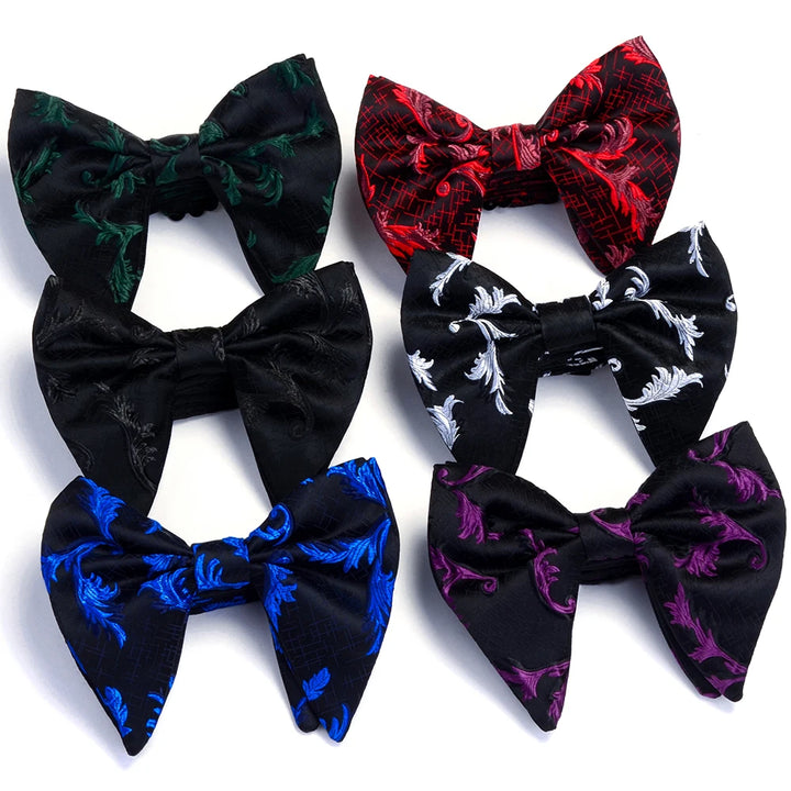 New Big Bow Ties Men's Novelty Floral Bowtie Red Black Solid Fashion Flowers Bow Ties For Men Wedding Accessories