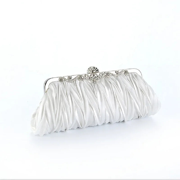 Radiance Crystal Clutch – Chic Prom Purse with Ruffle Detail and Chain Strap