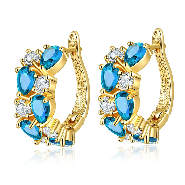 GoldenSpark™ – Clear CZ Zircon Round Stud Earrings for Women