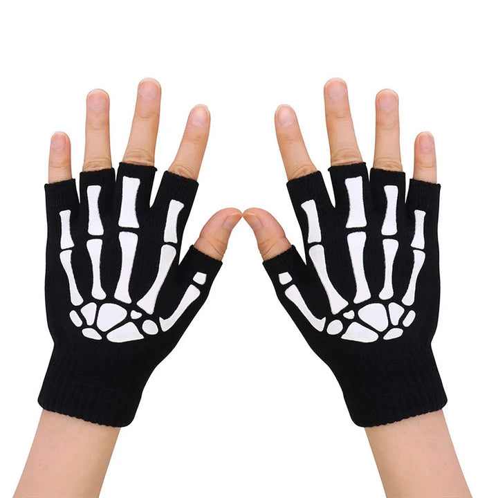 Skull Pattern Scarf – Unisex Knitted Wrap with Skeleton Design
