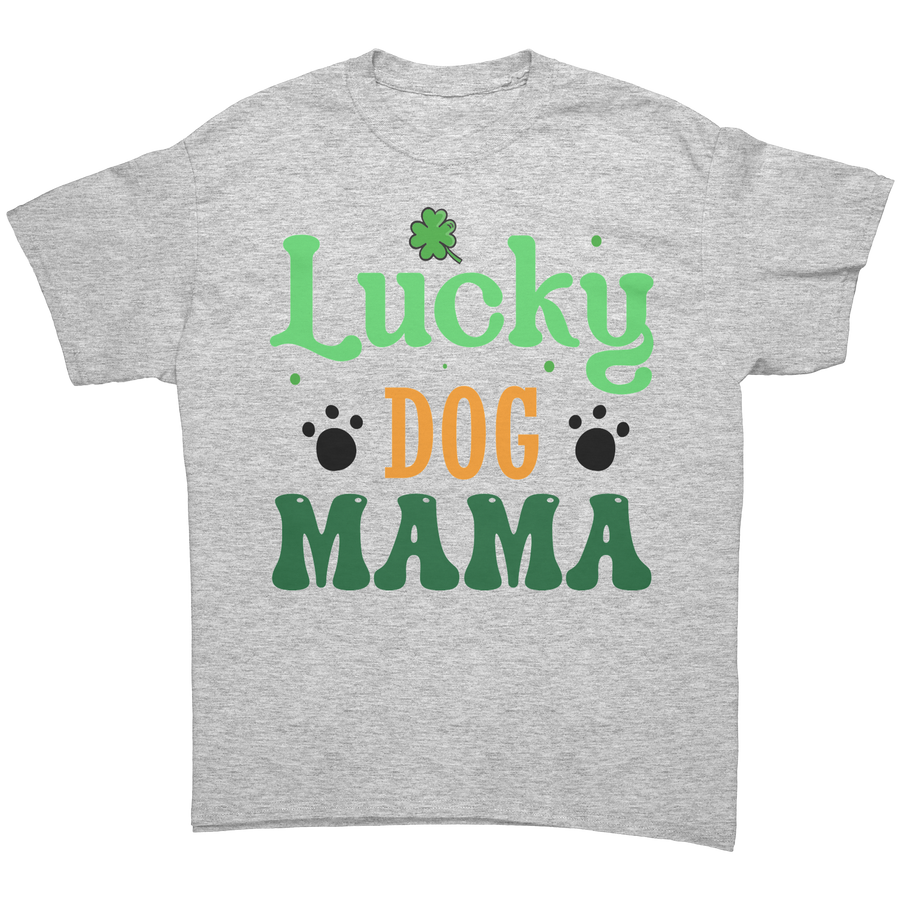 Lucky_Dog_Mama_Gildan_Unisex_T-shirt_Ash_Grey_Front_Mockup.png