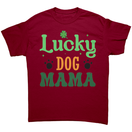 Lucky_Dog_Mama_Gildan_Unisex_T-shirt_Cardinal_Red_Front_Mockup.png