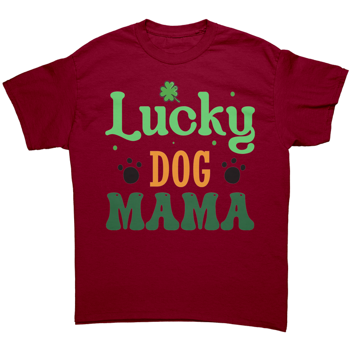 Lucky_Dog_Mama_Gildan_Unisex_T-shirt_Cardinal_Red_Front_Mockup.png
