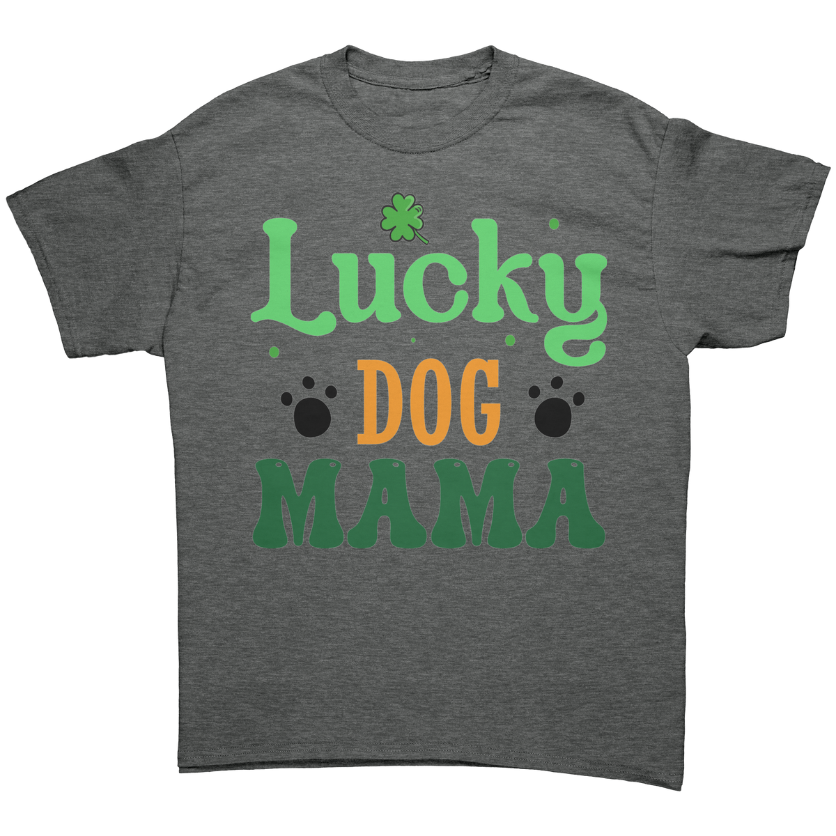Lucky_Dog_Mama_Gildan_Unisex_T-shirt_Graphite_Heather_Front_Mockup.png