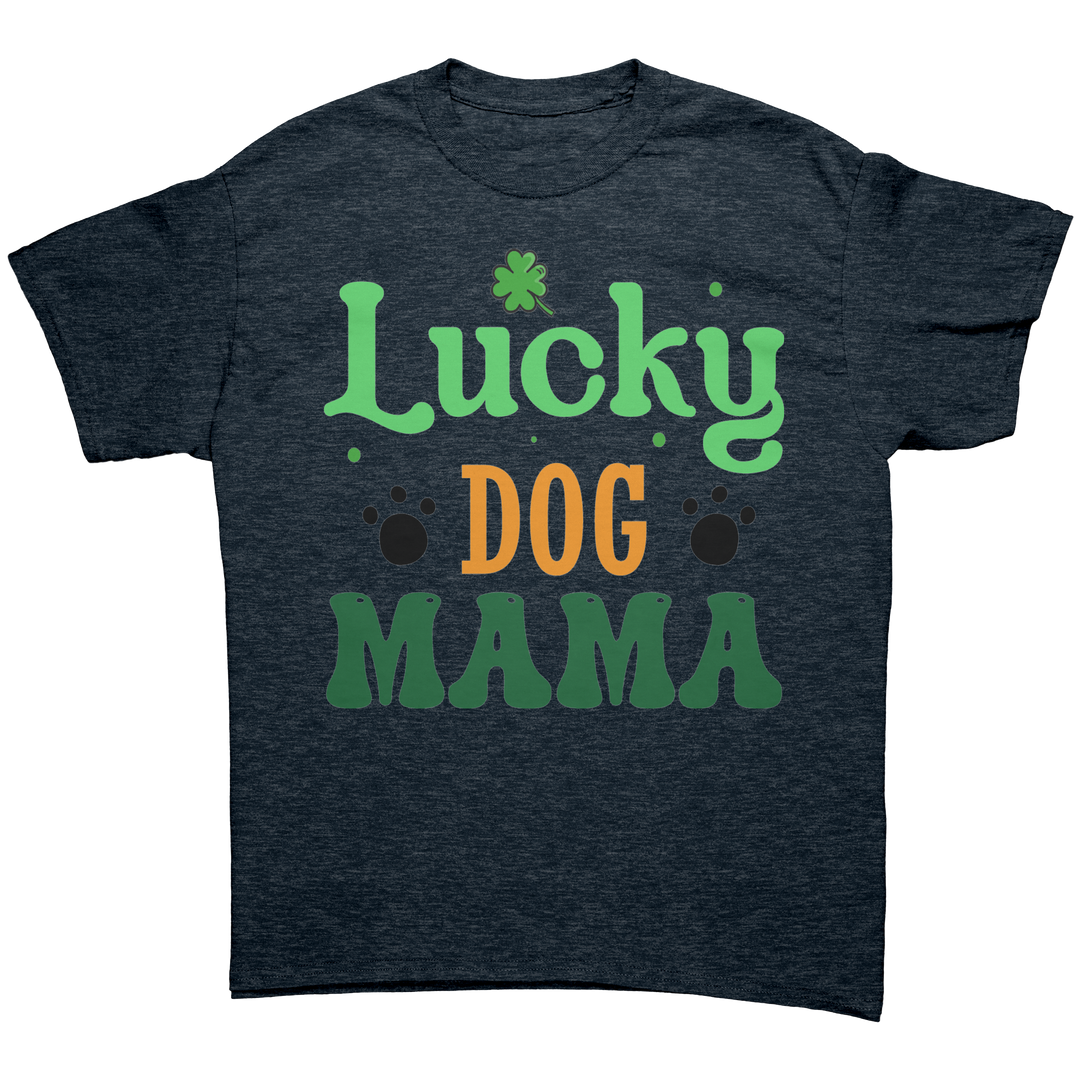 Lucky_Dog_Mama_Gildan_Unisex_T-shirt_Heather_Navy_Front_Mockup.png