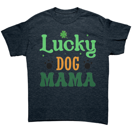 Lucky_Dog_Mama_Gildan_Unisex_T-shirt_Heather_Navy_Front_Mockup.png