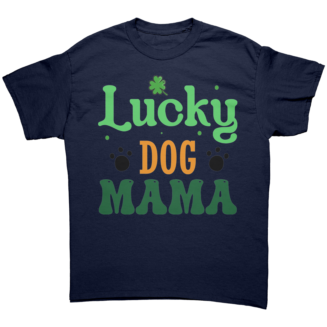 Lucky_Dog_Mama_Gildan_Unisex_T-shirt_Navy_Front_Mockup.png