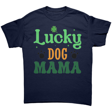 Lucky_Dog_Mama_Gildan_Unisex_T-shirt_Navy_Front_Mockup.png
