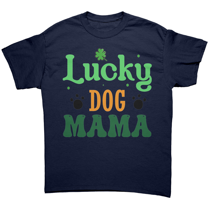 Lucky_Dog_Mama_Gildan_Unisex_T-shirt_Navy_Front_Mockup.png