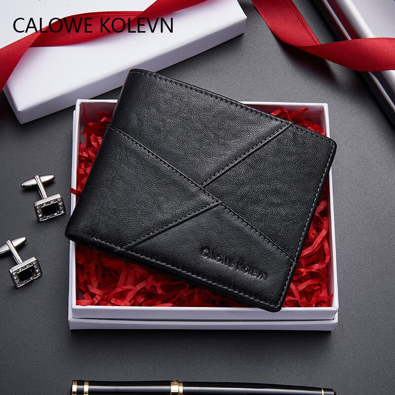 Calowe Kolevn Genuine Men Wallet Leather Short 2024 New Arrival Billfold Wallet Gift for Males