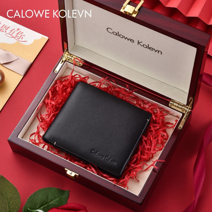 Calowe Kolevn Genuine Men Wallet Leather Short 2024 New Arrival Billfold Wallet Gift for Males