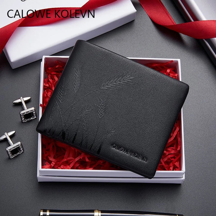 Calowe Kolevn Genuine Men Wallet Leather Short 2024 New Arrival Billfold Wallet Gift for Males