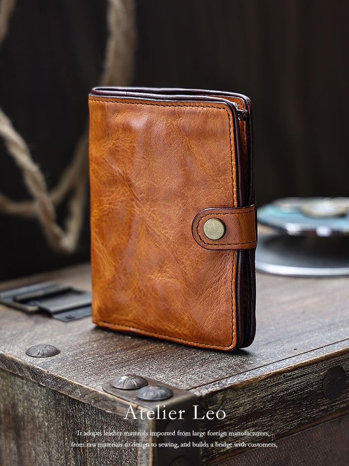 Men's Vertical Handmade Retro Driving License Card Holder Skeleton-Skin
