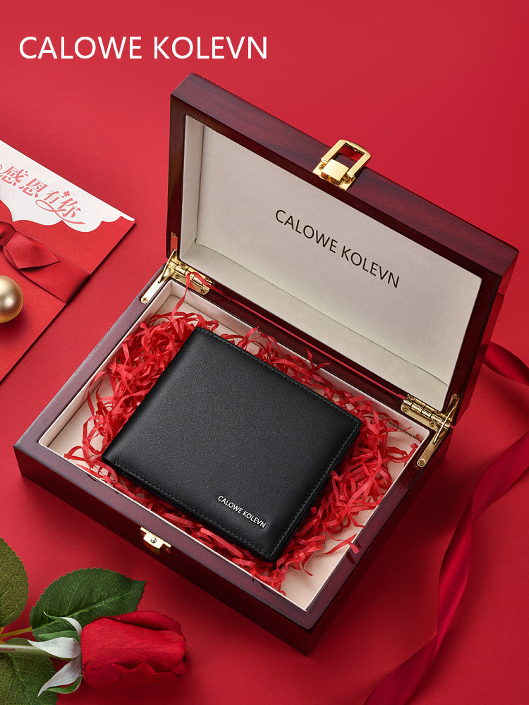 Calowe Kolevn Genuine Men Wallet Leather Short 2024 New Arrival Billfold Wallet Gift for Males