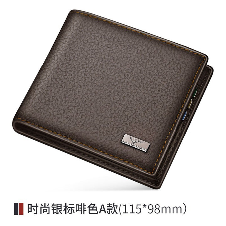 SEPTWOLVES Men's Simplicity First Layer Cowhide Short Wallet