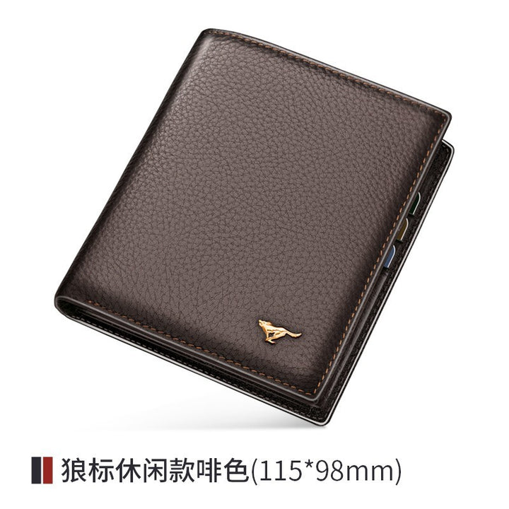 SEPTWOLVES Men's Simplicity First Layer Cowhide Short Wallet