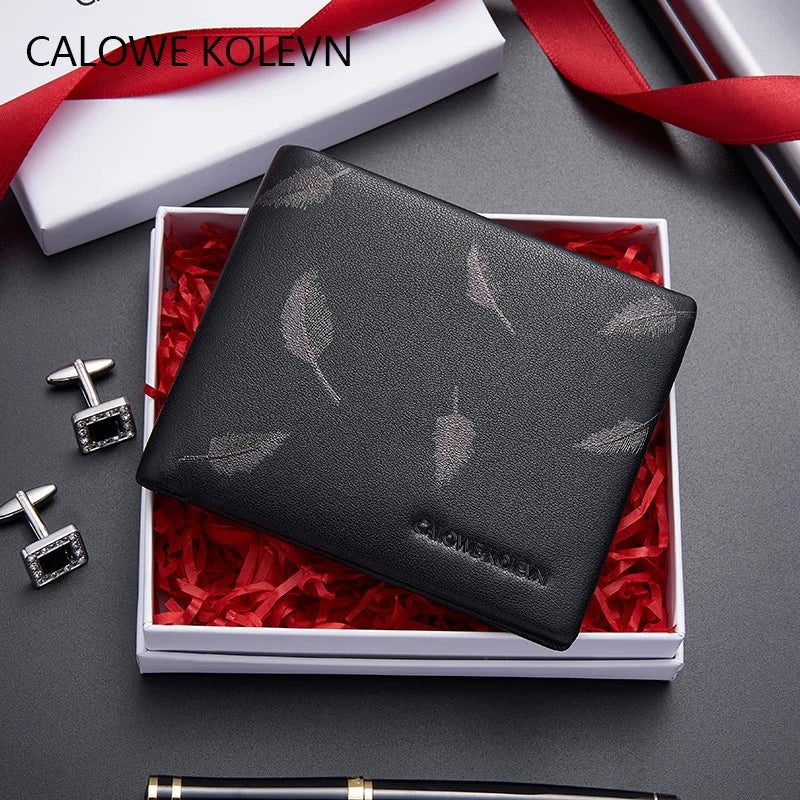 Calowe Kolevn Genuine Men Wallet Leather Short 2024 New Arrival Billfold Wallet Gift for Males