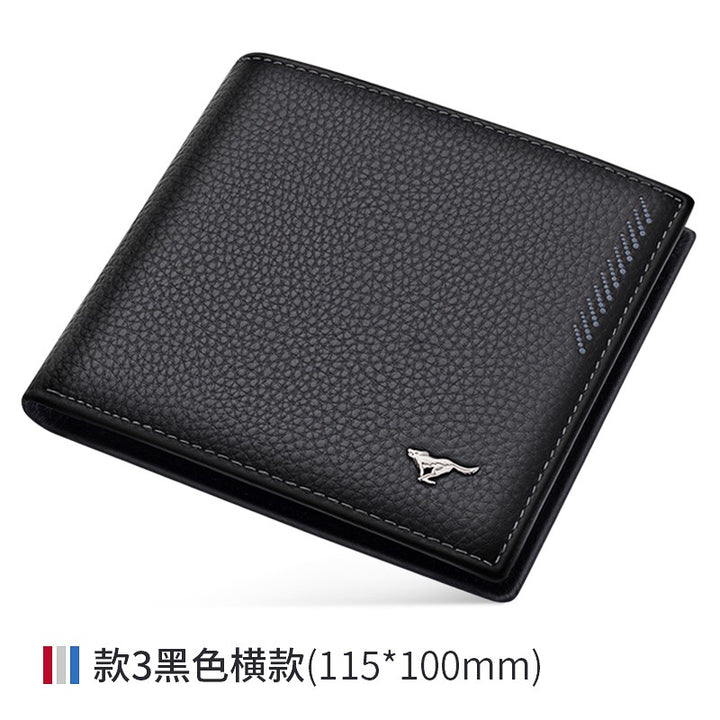 SEPTWOLVES Men's Simplicity First Layer Cowhide Short Wallet