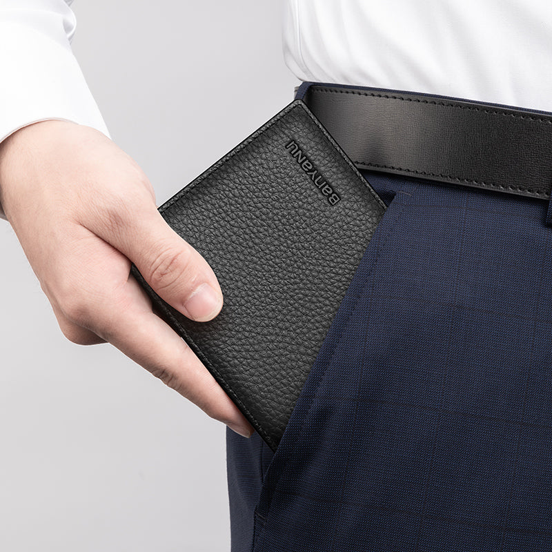 Banyanu Men's Horizontal Leather Driving License One-Piece Wallet