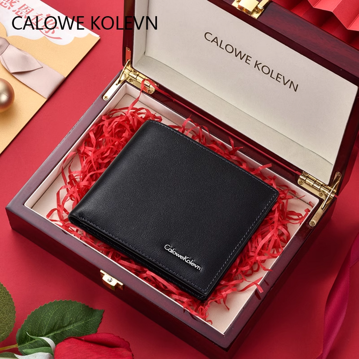 Calowe Kolevn Genuine Men Wallet Leather Short 2024 New Arrival Billfold Wallet Gift for Males