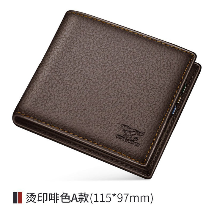 SEPTWOLVES Men's Simplicity First Layer Cowhide Short Wallet