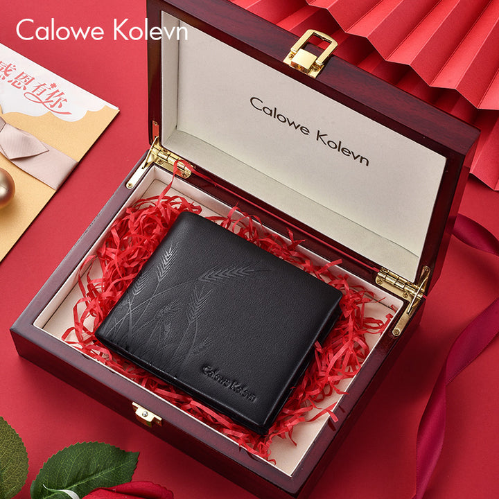 Calowe Kolevn Genuine Men Wallet Leather Short 2024 New Arrival Billfold Wallet Gift for Males