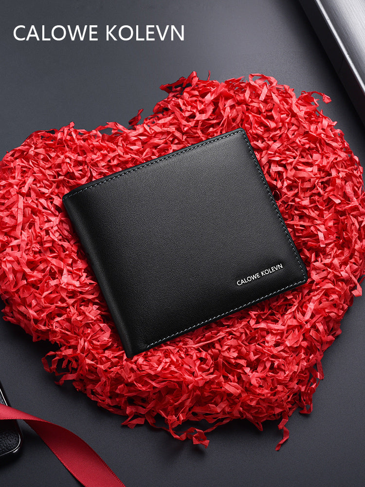 Calowe Kolevn Genuine Men Wallet Leather Short 2024 New Arrival Billfold Wallet Gift for Males