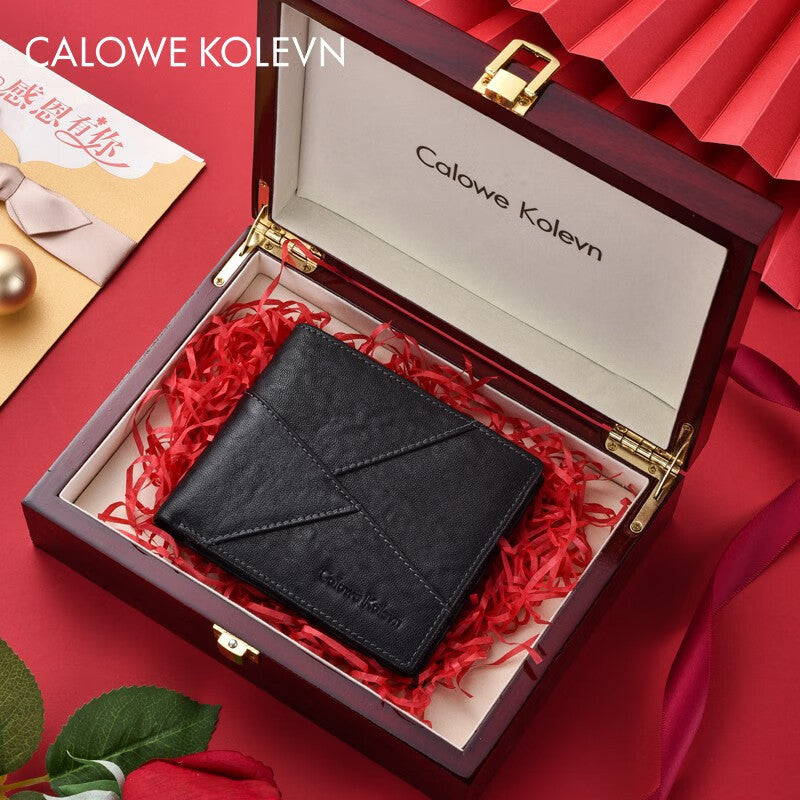 Calowe Kolevn Genuine Men Wallet Leather Short 2024 New Arrival Billfold Wallet Gift for Males