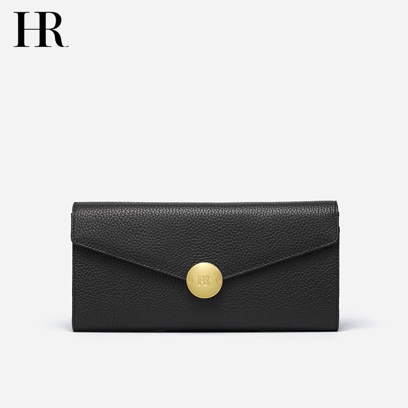 HR HR 2025 New Wallet Fashion First Layer Cowhide Long Wallet Coin Purse Western Style Certificate Clutch Bag