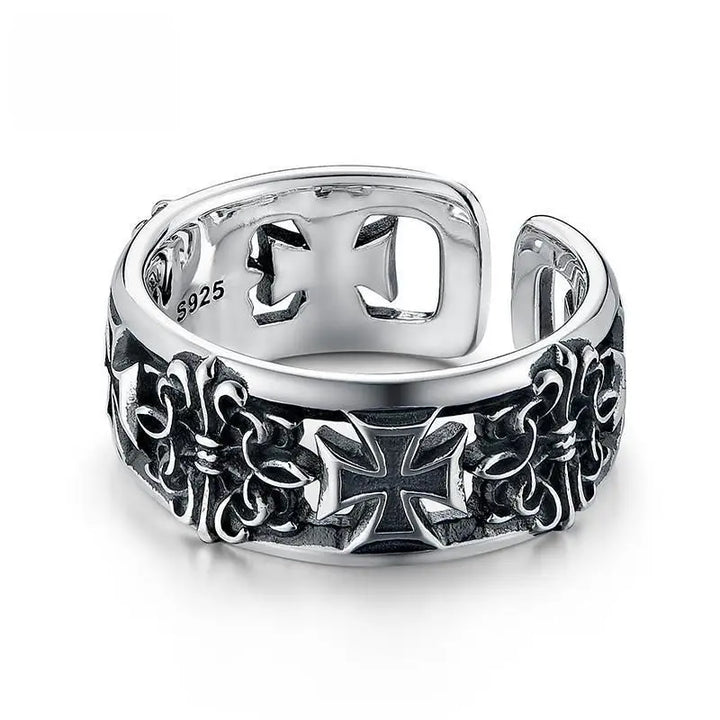 FaithLoop™ – Adjustable Black Cross Ring