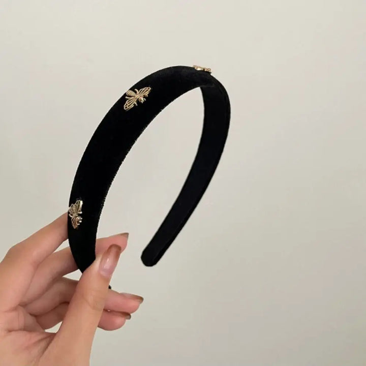 Hair Accessories Retro Hair Hoop Temperament Bee Velvet Wide Brim Hair Hoop Headpiece Hairbands French Headband Headwear