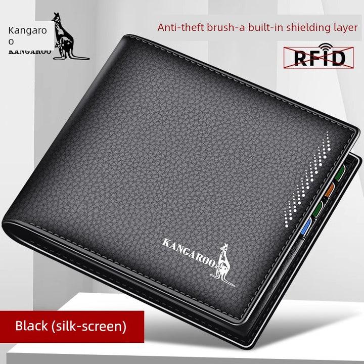 Kangaroo Men First Layer Cowhide One-Piece Father Wallet