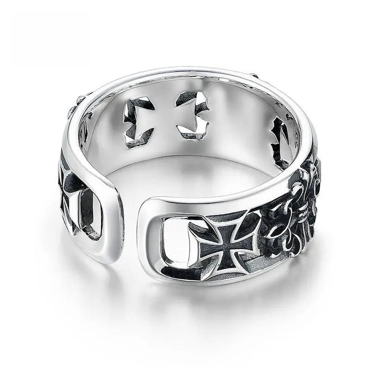 FaithLoop™ – Adjustable Black Cross Ring