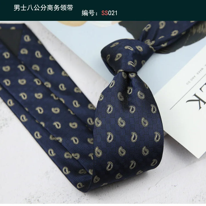 Tie Gravatas Fashion Wholesale Woven 8 cm Striped Necktie Wedding Accessories Blue Man Dot Fit Group Party Office Neck Ties