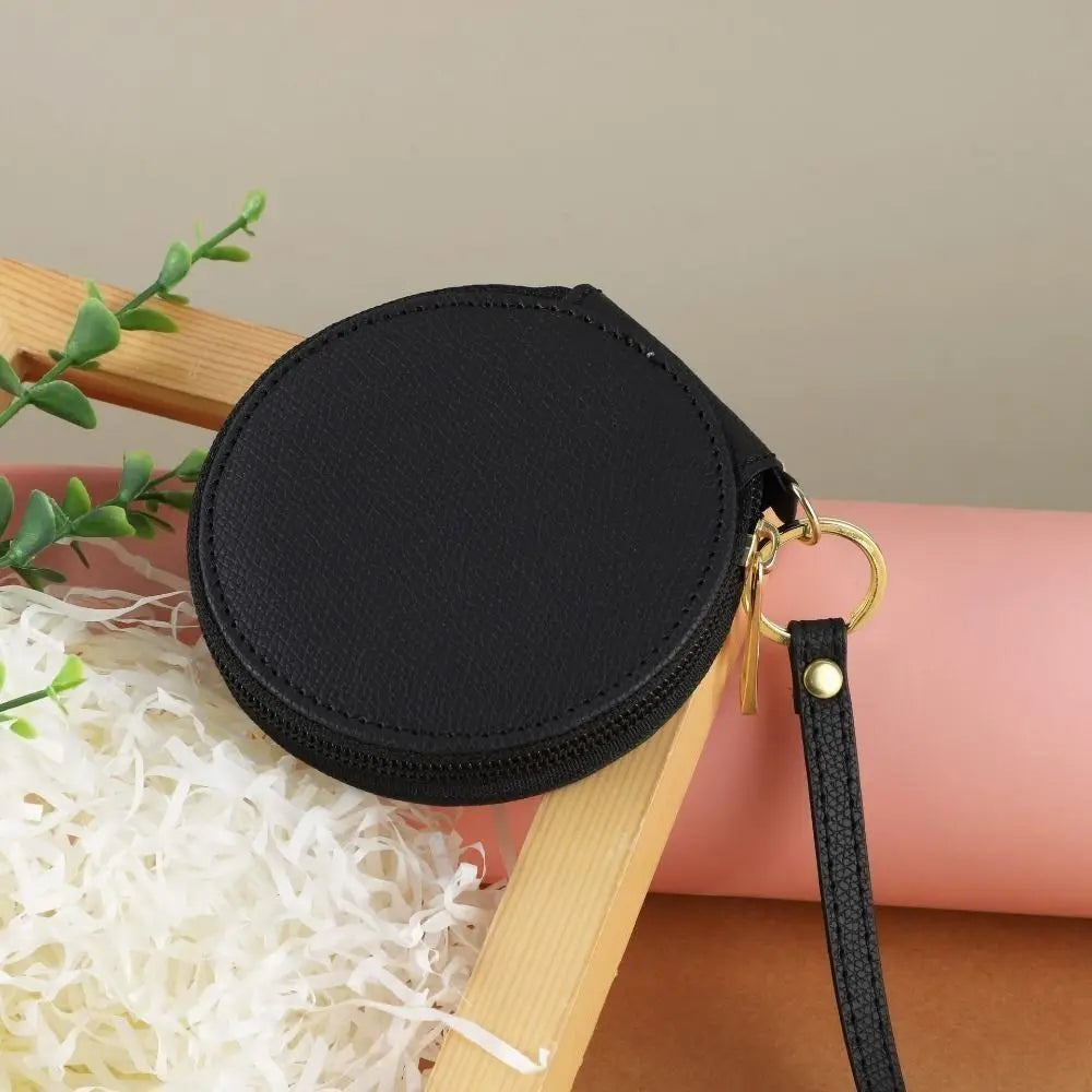 Mini Round Coin Pouch – Solid Color PU Leather Wallet & Accessory Bag