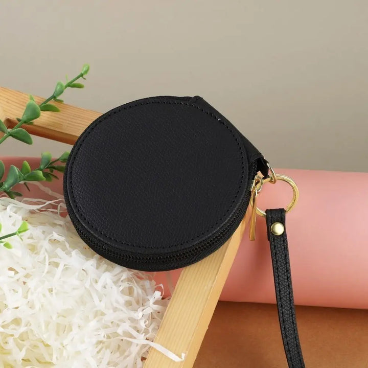 Mini Round Coin Pouch – Solid Color PU Leather Wallet & Accessory Bag
