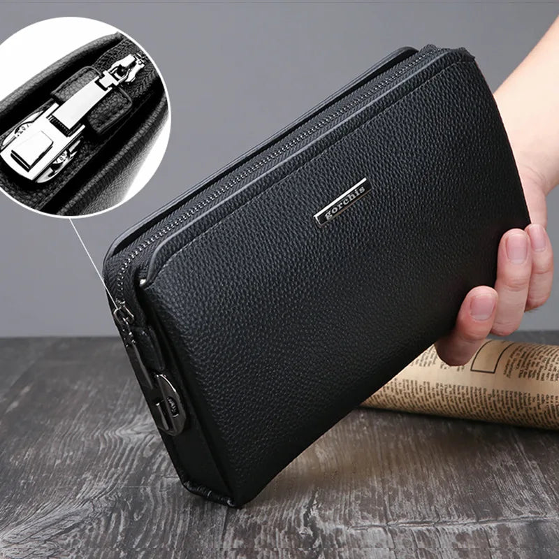 Luxury Lock Clutch – Men’s PU Leather Wallet