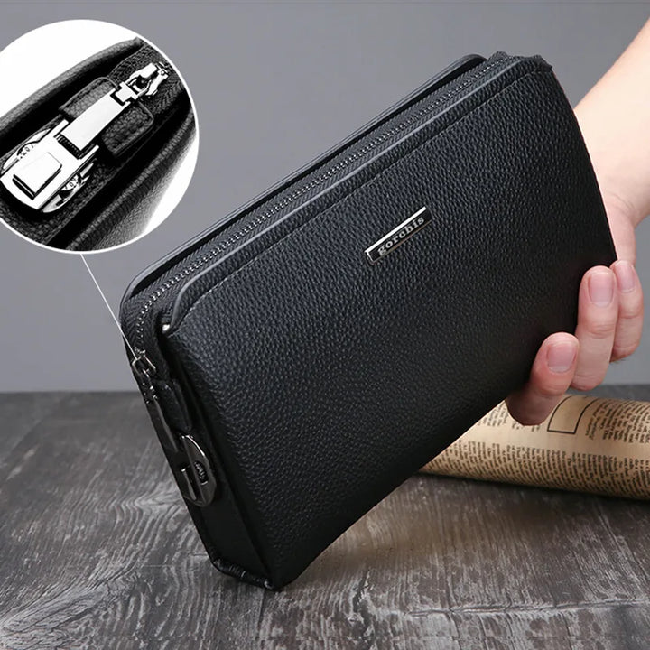 Luxury Lock Clutch – Men’s PU Leather Wallet