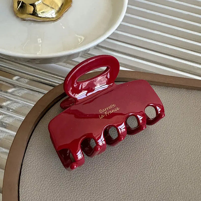 5.5cm long Acetate fiber hair clip, red hair clip, suitable for girls and women as a hair accessory, Korean new fashion style