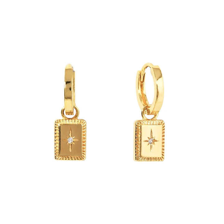 ZirconBloom™ – CANNER 18K Gold Plated Drop Earrings with Star Design