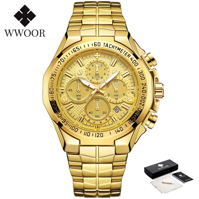 Gold Chronograph Watch – WWOOR Luxury Wristwatch for Men