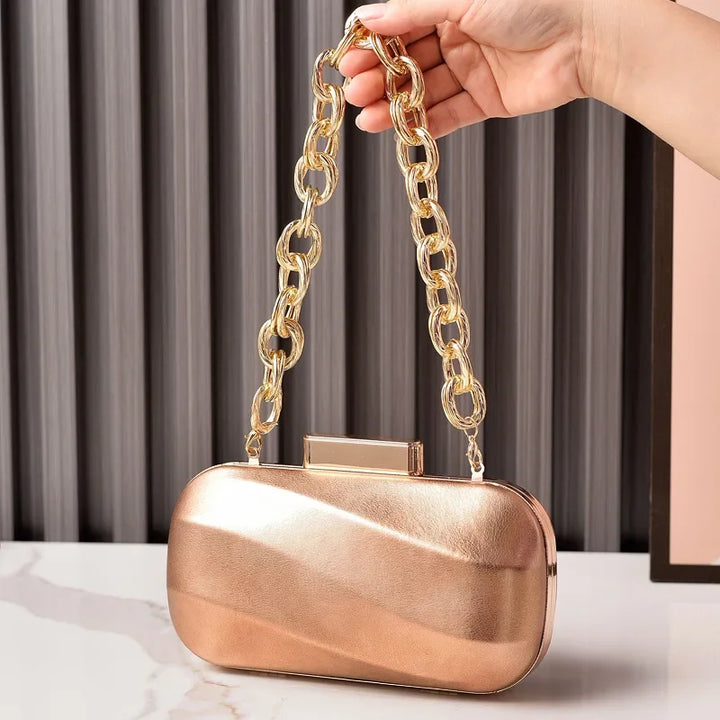LuxeMetallic Evening Clutch – PU Leather Party Purse in Gold & Silver