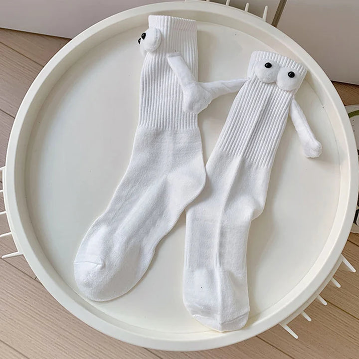 1 Pair Cute Socks Hand In Hand Sock Women Lovely High Quality Solid Color Black White Socks Summer Lace Mesh Short Socks