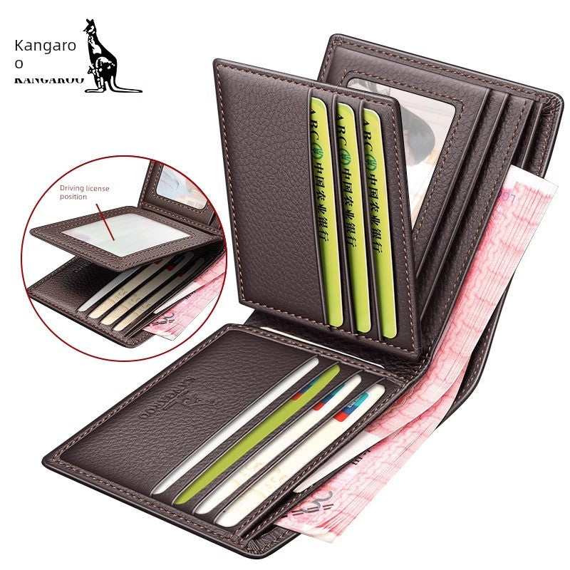Kangaroo Men First Layer Cowhide One-Piece Father Wallet