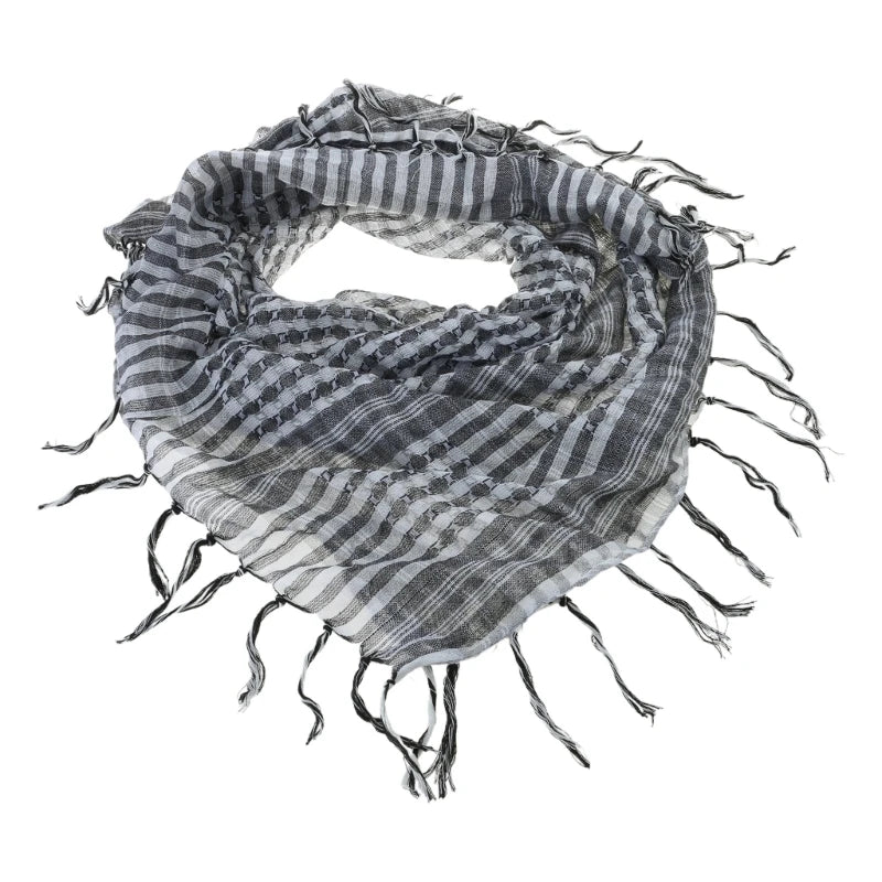 Arab Style Keffiyeh – Houndstooth Pattern Shemagh with Fringe