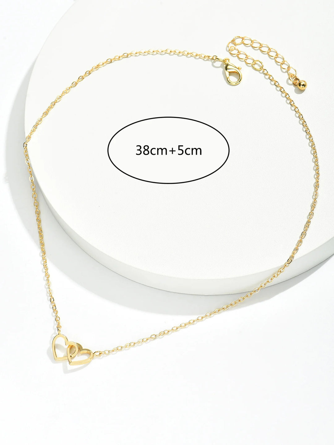 Tiny Heart Necklace – Hollow Double Pendant Chain for Women