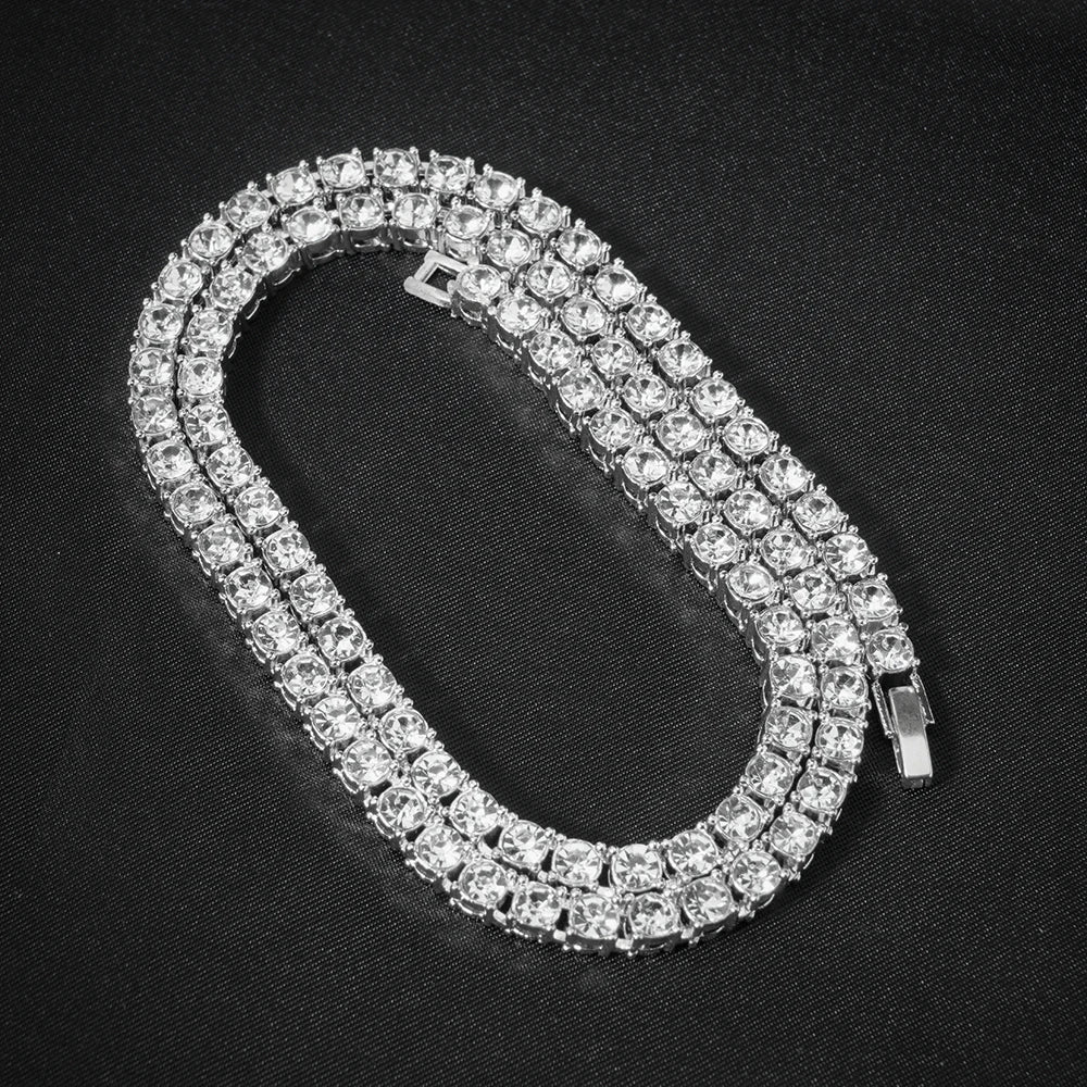 Frosted 15MM Cuban Chain Necklace – Rhinestone Hip Hop Bling